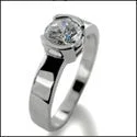 Solitaire 1 Ct Round Stone Half Bezel Cubic Zirconia Cz Ring