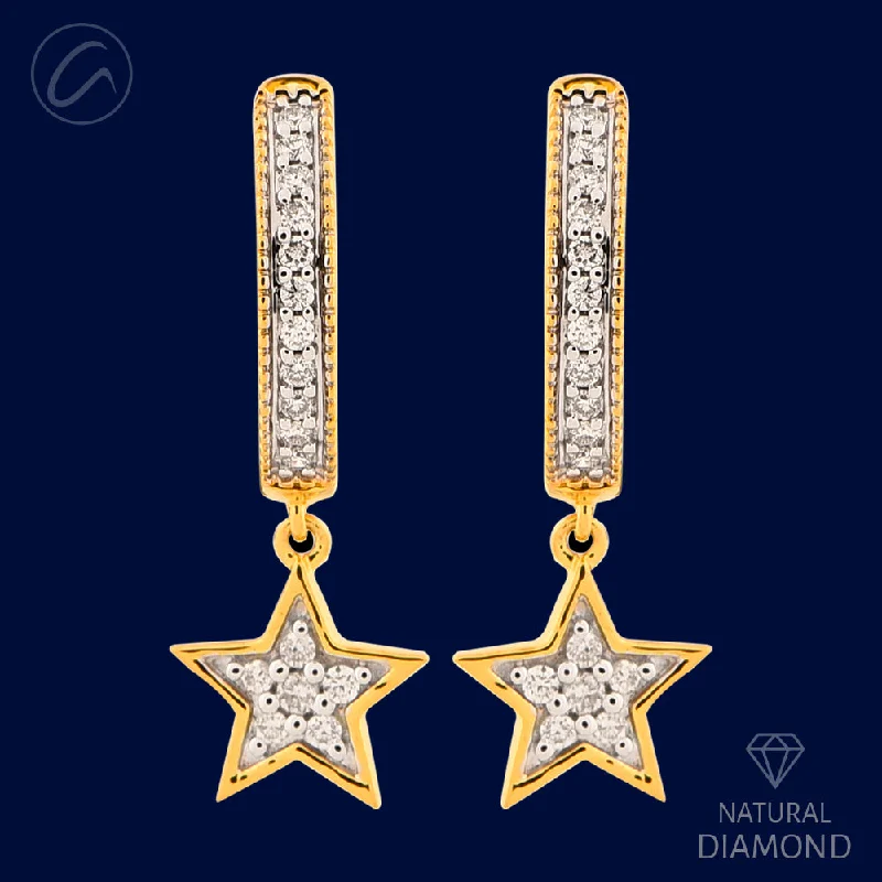 Sparkling Star 18K Gold + Diamond Bali Earrings 4 - PICTURE MISSING