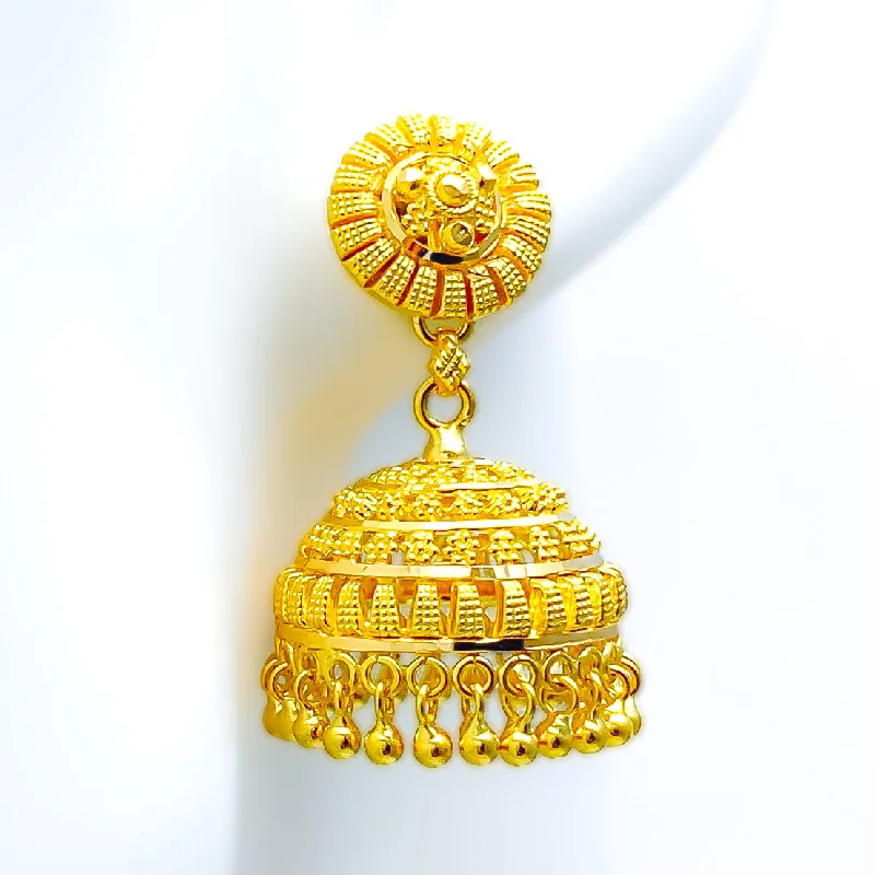 Stylish Grandiose 22k Gold Netted Jhumki Earrings