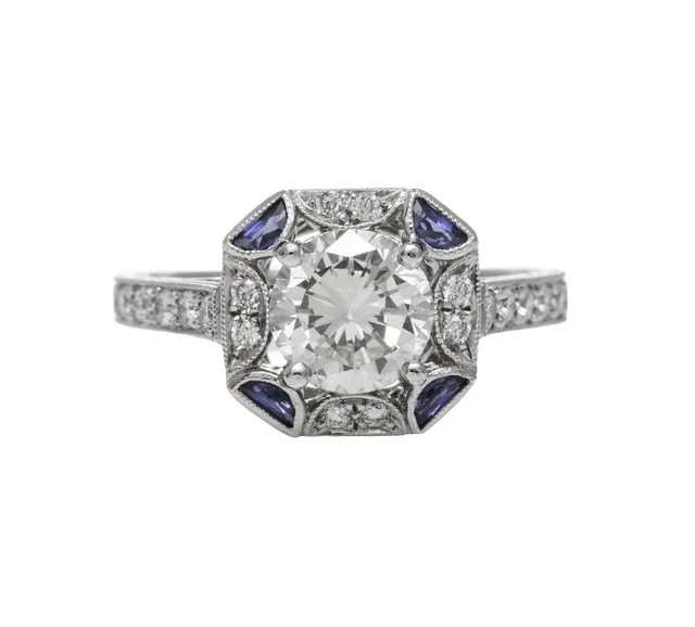 The Doddsville Platinum Heritage Ring with 1.36 carat Center Diamond