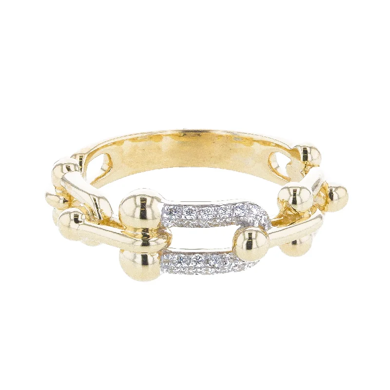 "The Link Pavé" 0.13 Diamond Ring in 14k Yellow Gold