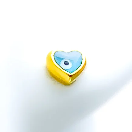 Turquoise Evil Eye 21k Gold Heart Tops