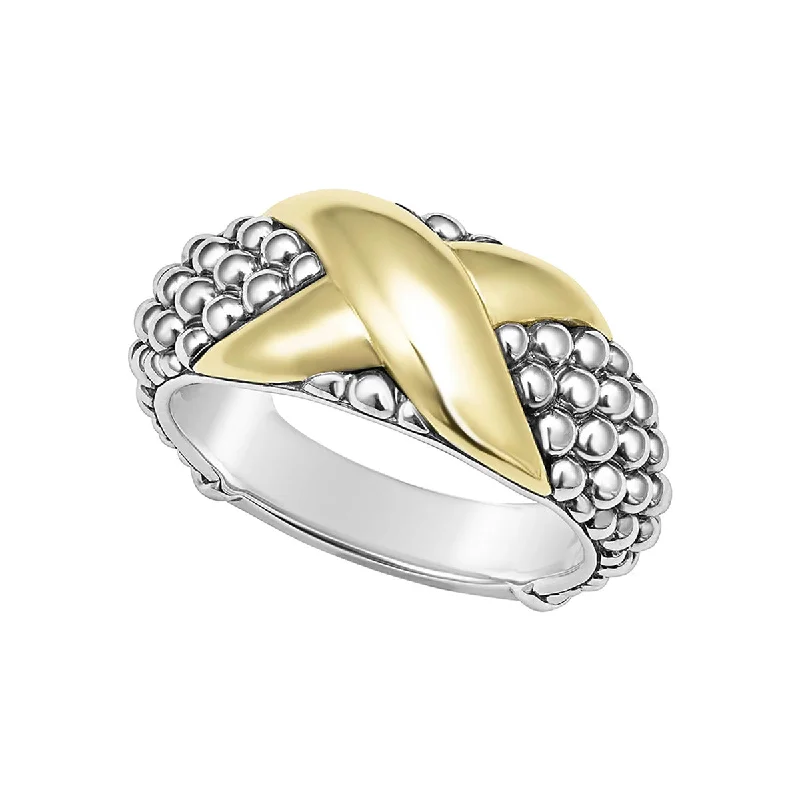 Two-Tone X Caviar Ring