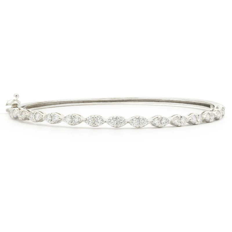 14 Karat White Gold Diamond Marquise Shape Bangle Bracelet