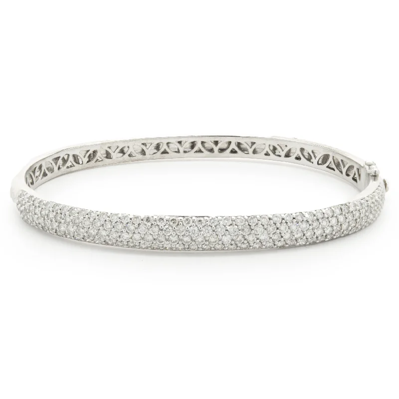 14 Karat White Gold Pave Diamond Bangle Bracelet