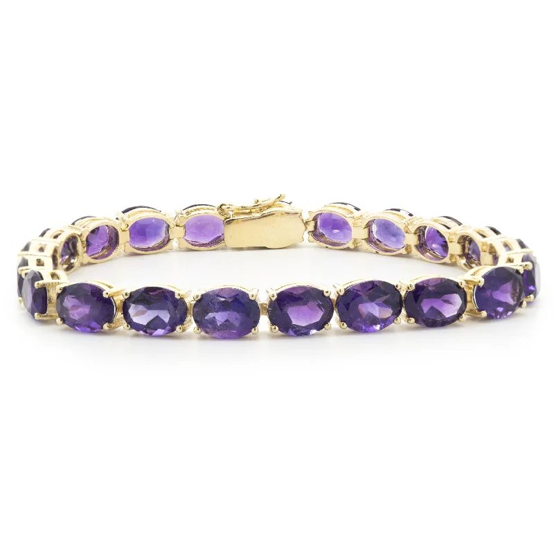 14 Karat Yellow Gold Amethyst Inline Bracelet