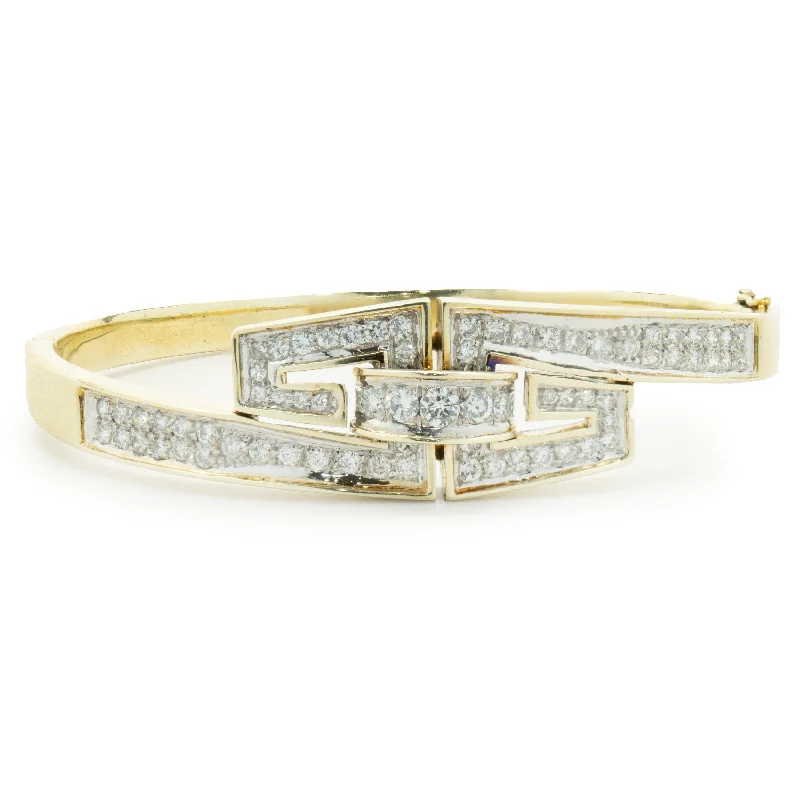 14 Karat Yellow Gold Channel Set Diamond Bangle Bracelet