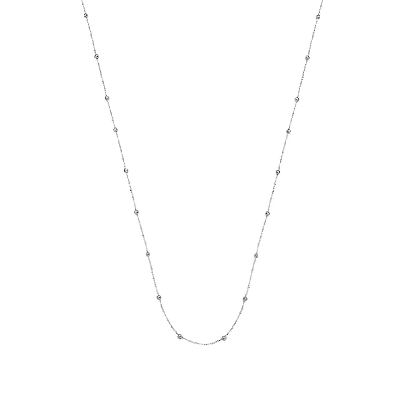 14k Gold Beaded Station Necklace, 17"