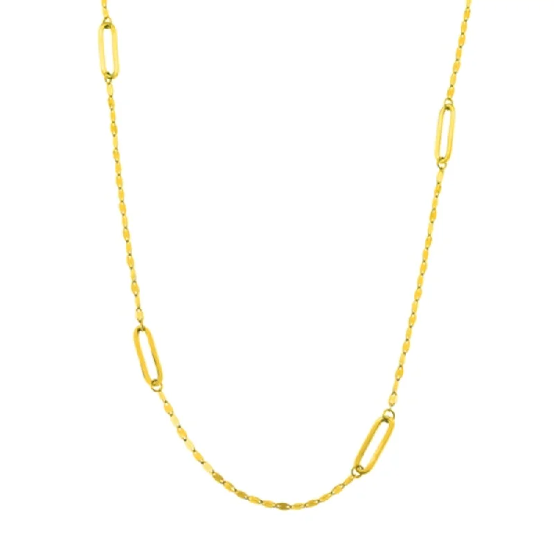 14k Gold Hammered Link Station Necklace