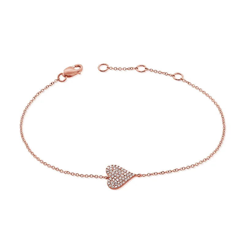 luxury diamond eternity ring 14K Gold Heart Love Bracelet with Diamonds