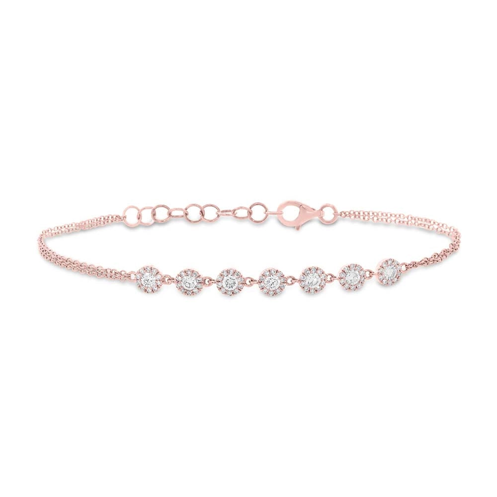 14K Rose Gold 7-Cluster Diamond Bracelet