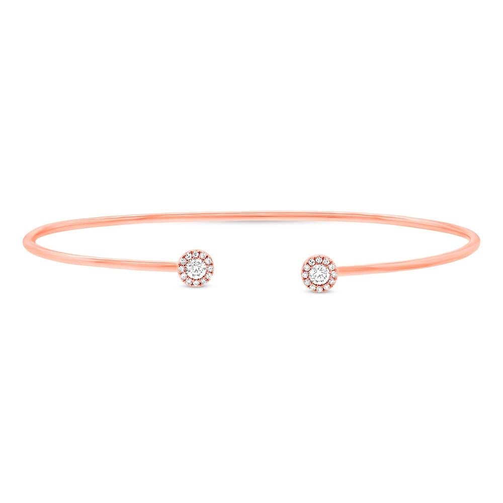 14K Rose Gold Diamond Slim Cuff Bracelet