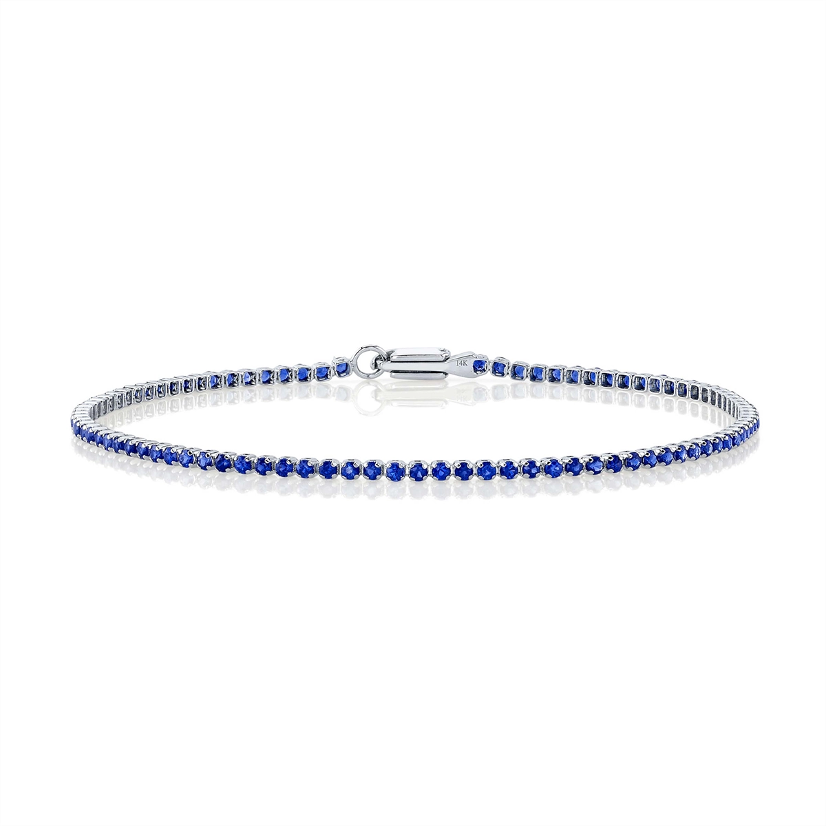 14K White Gold Blue Sapphire Micro-Tennis Bracelet