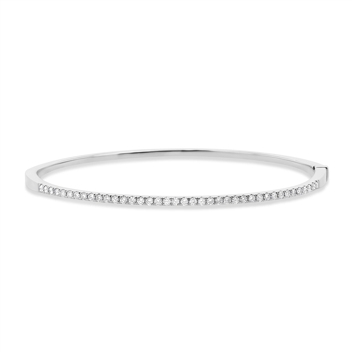 14K White Gold Diamond Bangle Bracelet