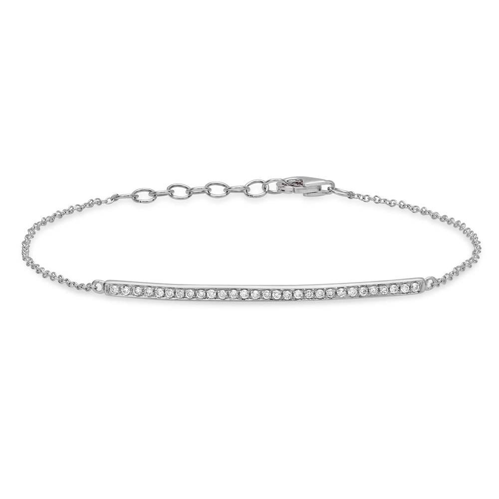 14K White Gold Diamond Bar Bracelet