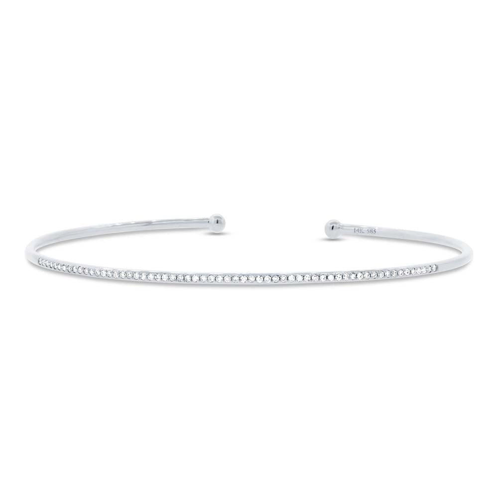 14K White Gold Diamond Slim Cuff Bracelet