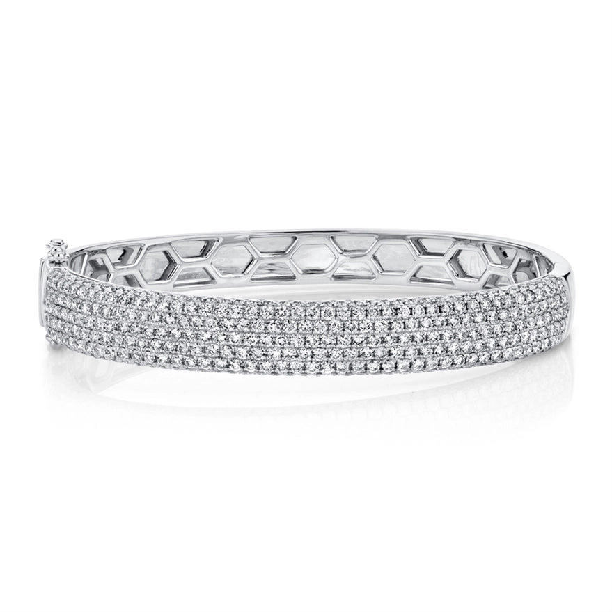 14K White Gold Pavé Diamond Bangle Bracelet (4.21 carat)