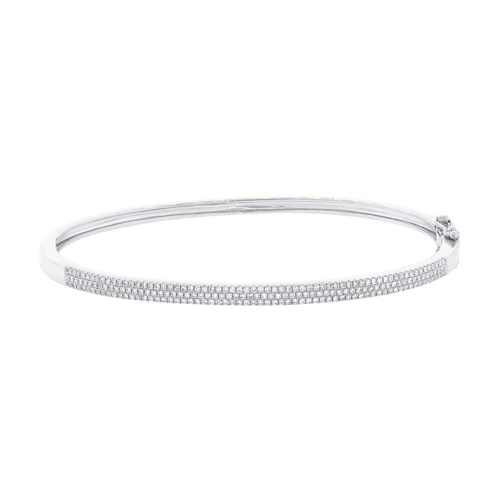 14K White Gold Pave Diamond Bangle Bracelet