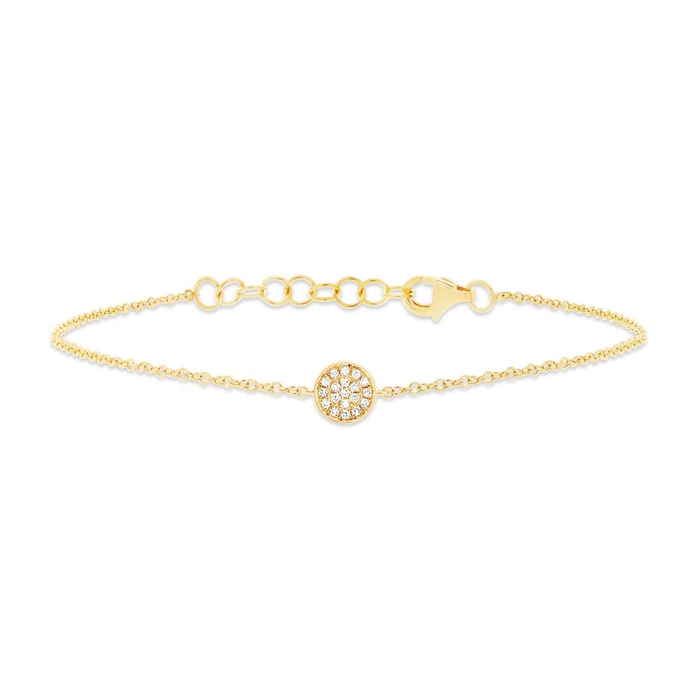 14K Yellow Gold Bracelet w/Pave Diamond Circle