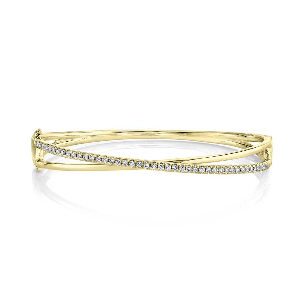 14K Yellow Gold Diamond Bridge Bangle Bracelet