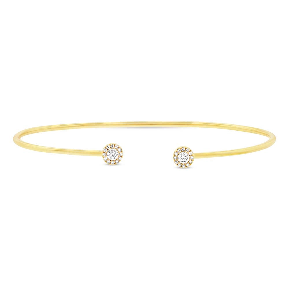 14K Yellow Gold Diamond Slim Cuff Bracelet