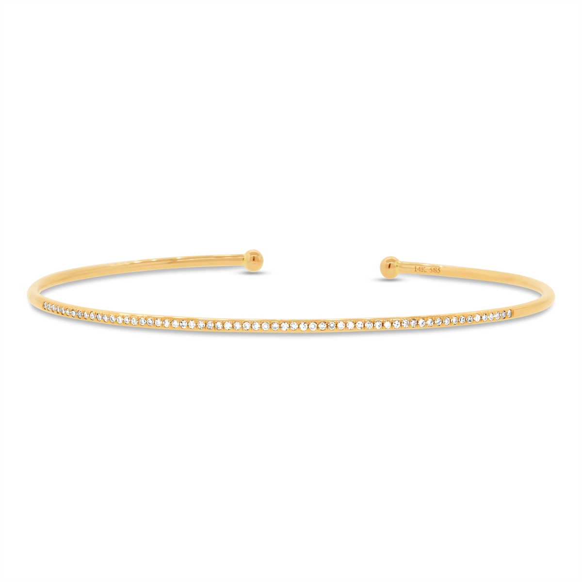 14K Yellow Gold Diamond Slim Cuff Bracelet