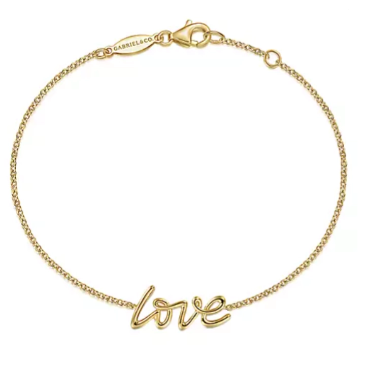 14K Yellow Gold Love Chain Bracelet