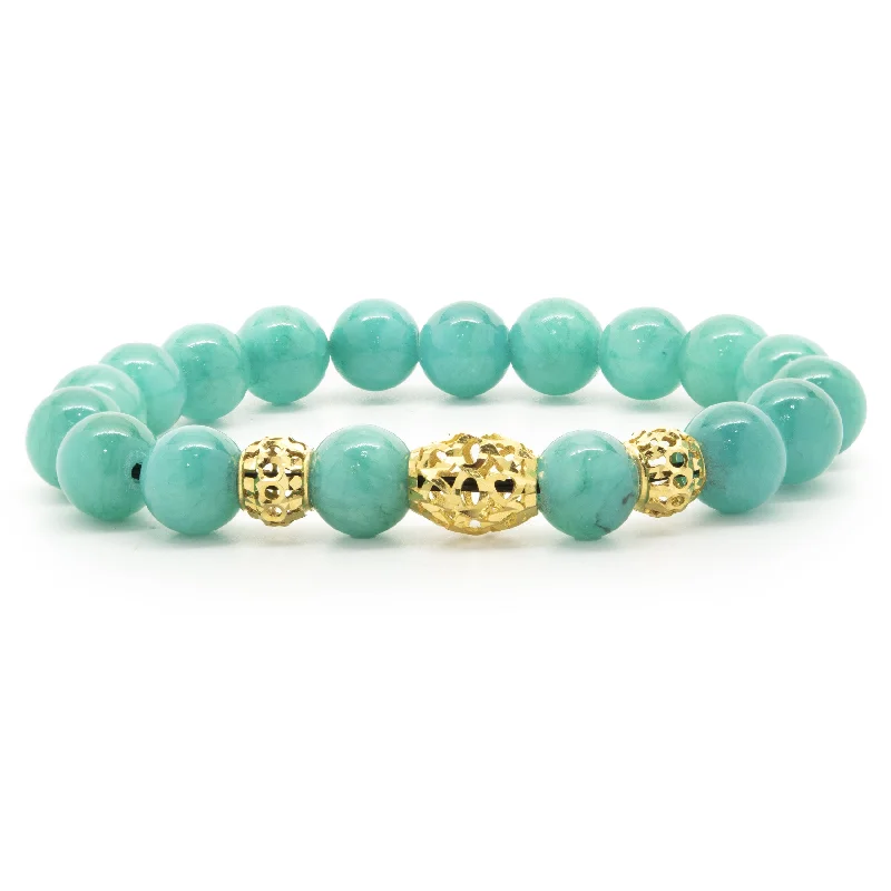 18 Karat Yellow Gold Turquoise Beaded Bracelet