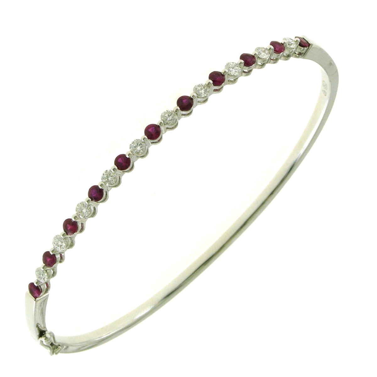 18K White Gold Alternating Ruby and Diamond Bracelet