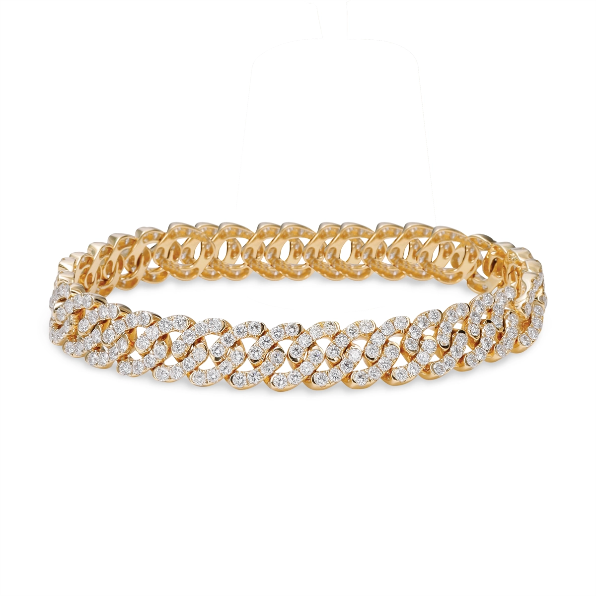 18K Yellow Gold Diamond Link Bracelet, 8 inch