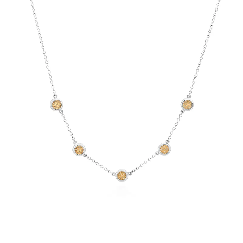 Anna Beck Two Tone Classic Smooth Rim Station Necklace