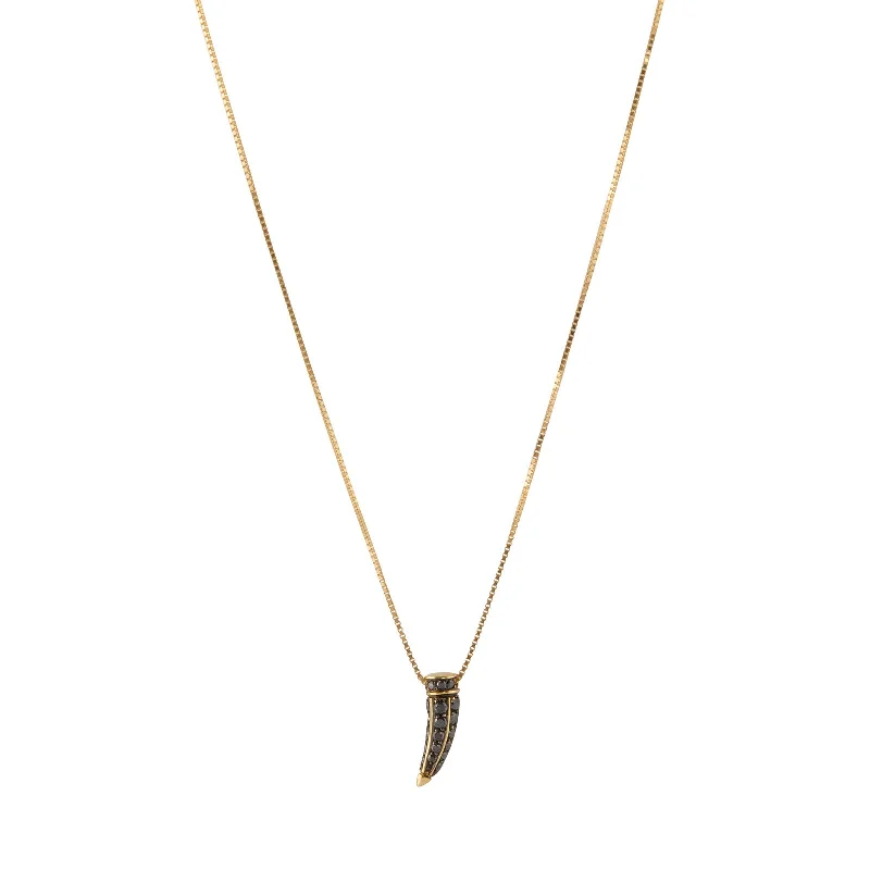 Horn Pendant Necklace - Black Diamond