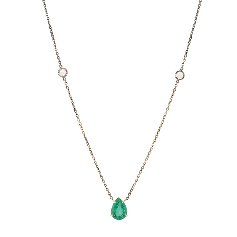 Pendant Necklace - Emerald & Sapphire