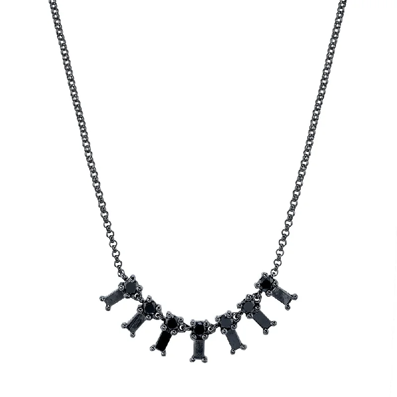 XS Black Diamond Dangle Necklace