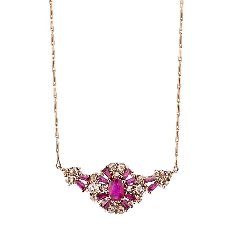 Ruby Isabel Vintage Pendant Necklace - Rose Gold