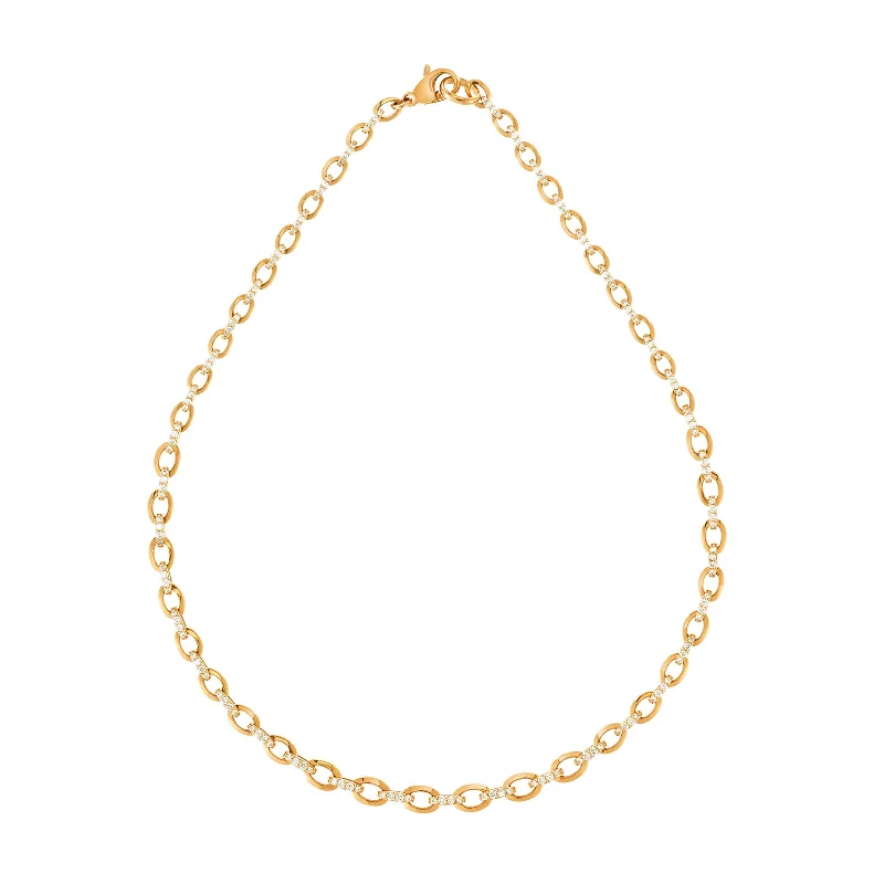 Graduated Oval Link Necklace - Yellow Gold