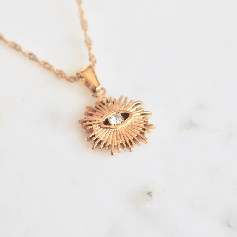 Evil eye sun necklace