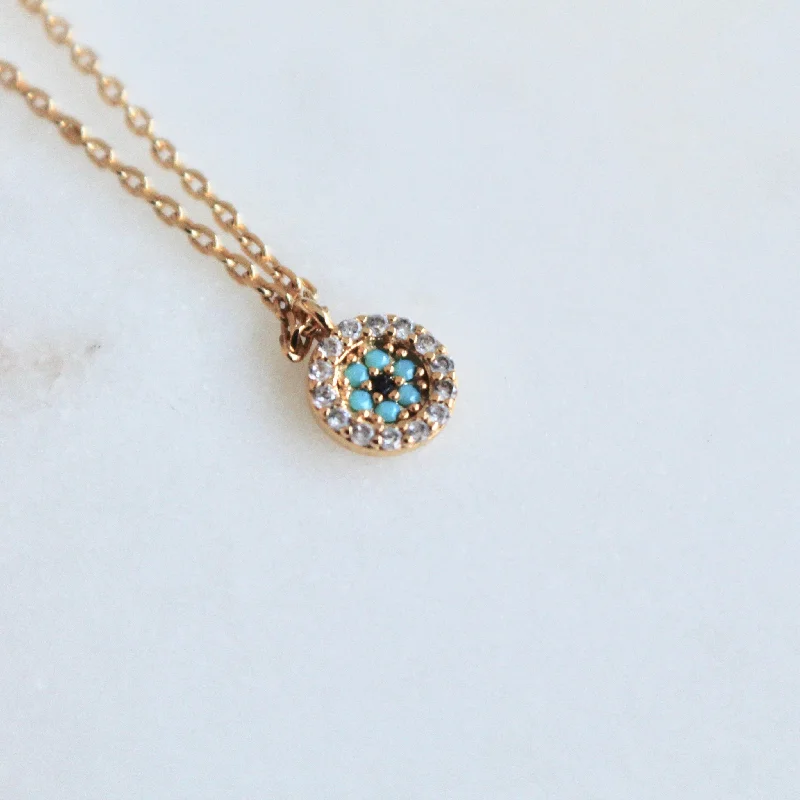 Circle evil eye dainty necklace