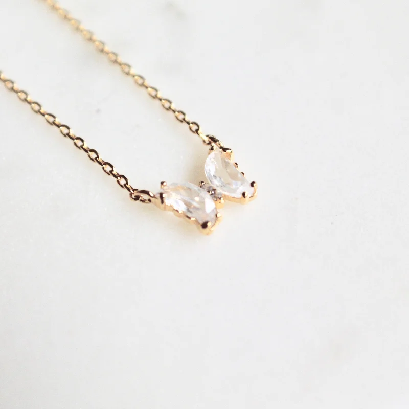 Crystal butterfly dainty necklace