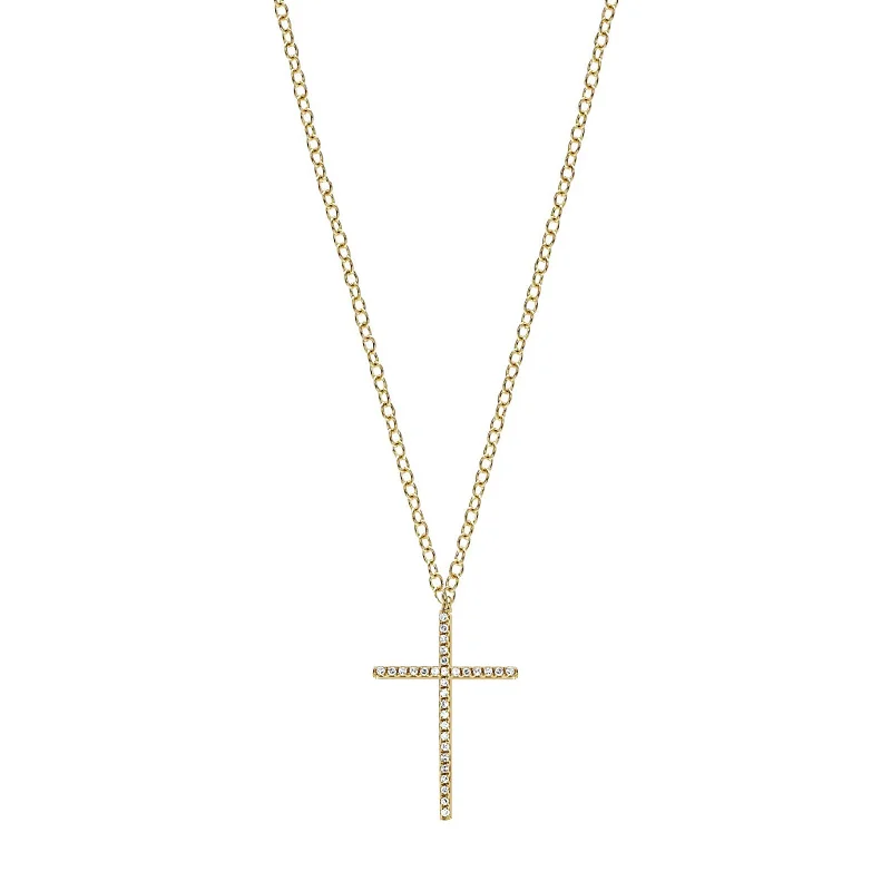 Diamond Cross Necklace - Yellow Gold