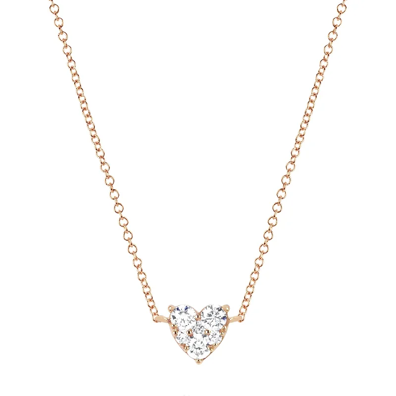 Diamond Heart Choker Necklace - Rose Gold