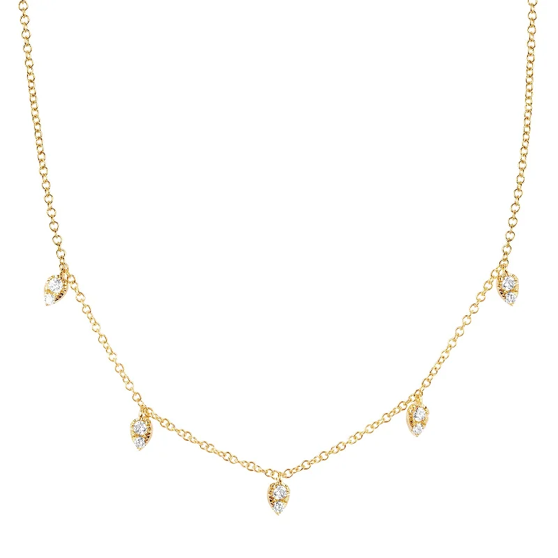 Mini Teardrop Choker Necklace - Yellow Gold