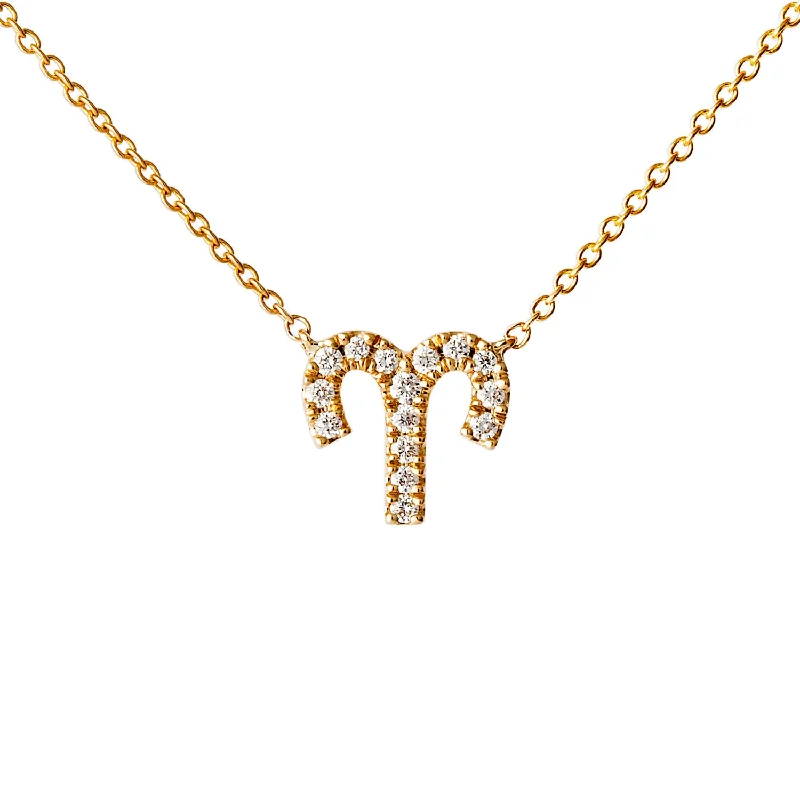 Star Sign Aries Diamond Necklace - Yellow Gold