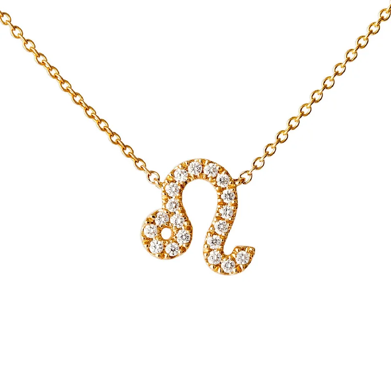 Star Sign Leo Diamond Necklace - Yellow Gold