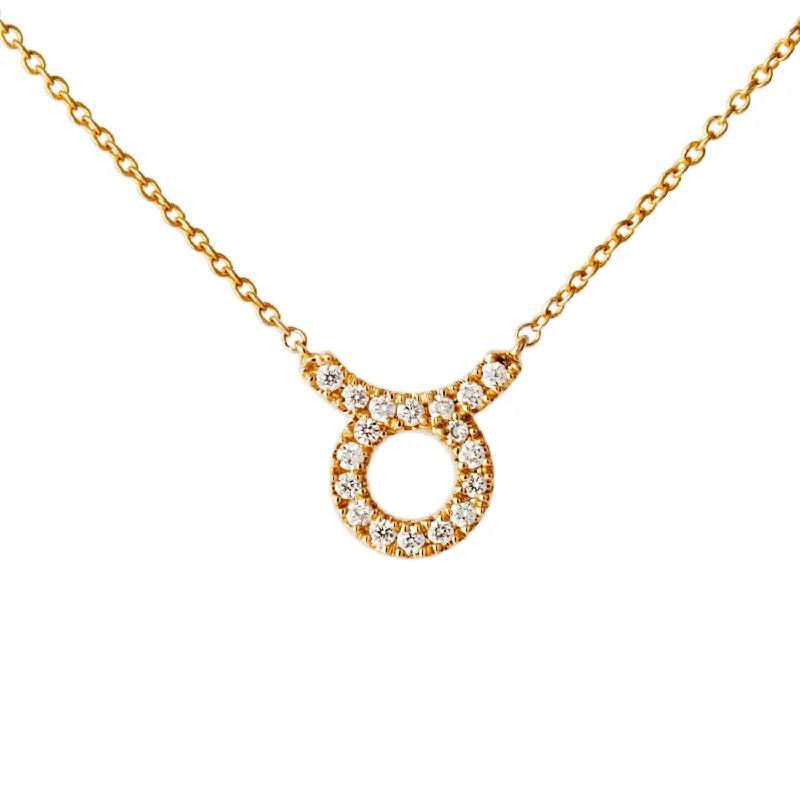 Star Sign Taurus Diamond Necklace - Yellow Gold