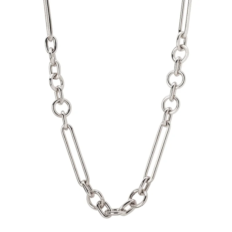 Mixed Oversized Clip Necklace - White Gold