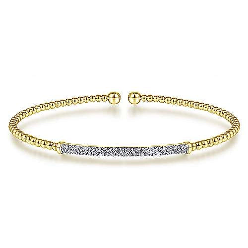 Gabriel & Co. 14K Yellow Gold Bujukan Split Cuff Bracelet with Diamond Pavé Bar