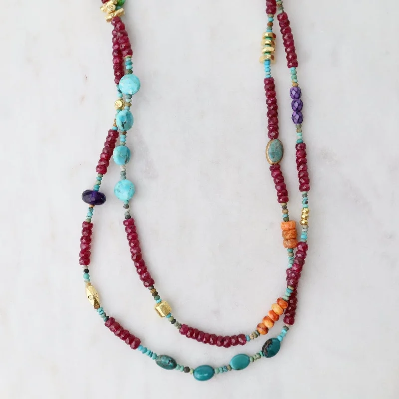 35 inch Ruby Circus Train  Necklace