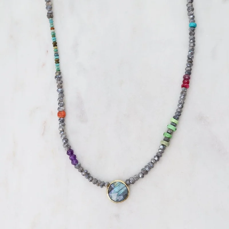 Labradorite Dot Necklace