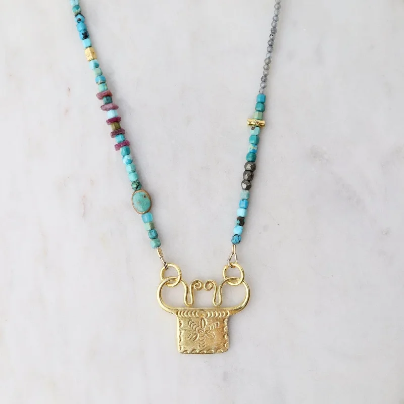 Trilogy Turquoise with Spirit Lock Necklace